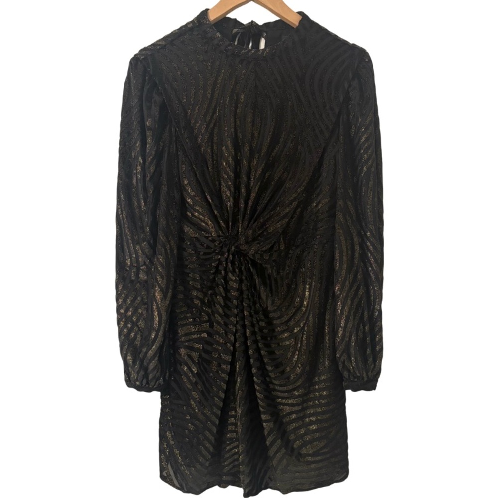 AllSaints Jemima Shimmer Stripe Mini Dress in Black Size 4 - Picture 6 of 10